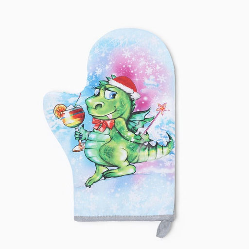 Варежка-прихватка Сказочный дракон 20х28 см, 35% хл, 65% пэ, ватин 250 г/м2 - Доляна фото 2