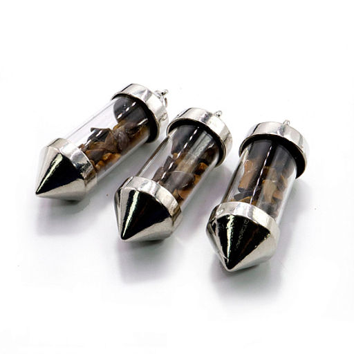 Кулон бутылочка желаний в форме кристалла с камнями Тигровый глаз ИЗОБИЛИЕ