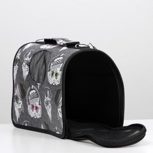 Сумка-переноска каркасная Зимние коты, размер S, 37,5 х 17 х 22 см - Пижон фото 5