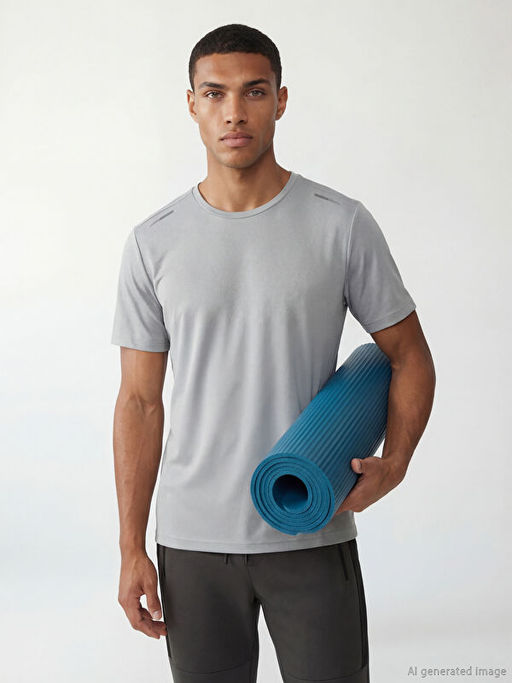 Bisiklet Yaka Erkek Spor Ti??rt