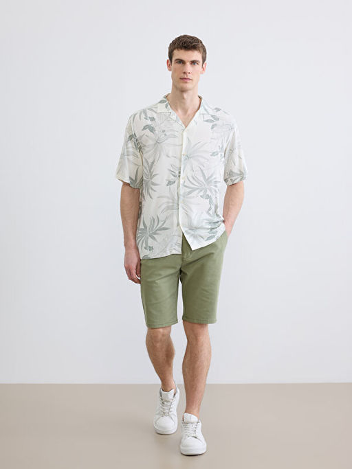 Regular Fit Resort Yaka Desenli Erkek G?mlek