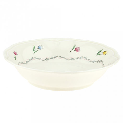 Ласковый май Тарелка глубокая фарфоровая д17,6см, h4,2см, 460мл, с деколью, рельефный декор, волнистый край, кремовый (Китай) - Домашняя мода фото 2