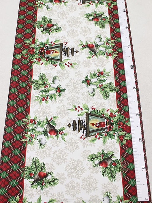 Дорожка Рождественский фонарик цв.зеленый, ш.0.5м, хлопок-100%, 228гр/м.кв - Купава фото 3