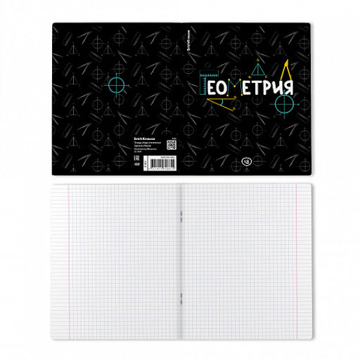 Цена за 5 шт. Тетрадь общая ученическая ErichKrause Inscription, Геометрия, 48 листов, клетка, твин-лак  фото 2