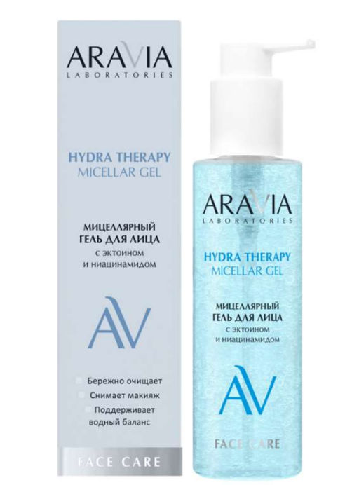ARAVIA Laboratories Мицеллярный гель для лица с эктоином и ниацинамидом Hydra Therapy Gel, 200 мл/8