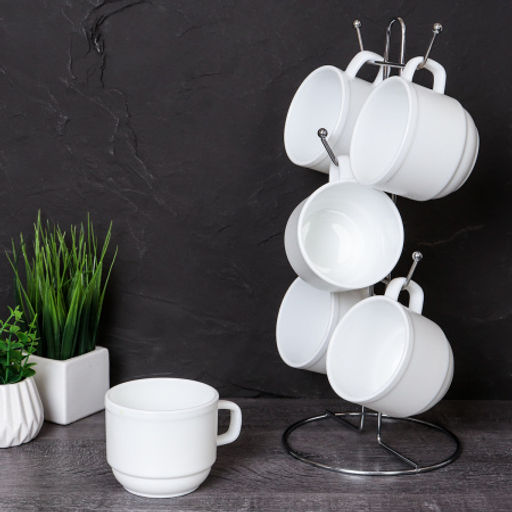 Кружки 6 штук на металлическом стенде 250 мл форма офис / BY09KFB250 /уп 6/96/ - Галеонтрейд фото 2