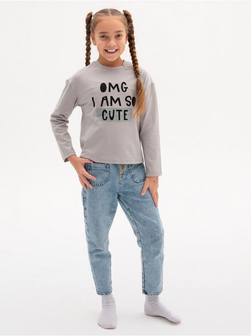 Лонгслив детский "ОМГ" серый