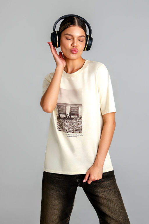 Арт. 31134 Футболка женская 44-52 (5 шт) Цвет:бежевый - Калинка фото 17