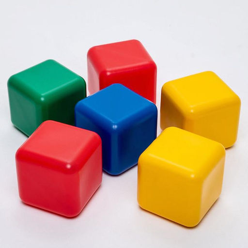 Кубики детские, пластиковые, цветные, 6 штук, 12×12 см