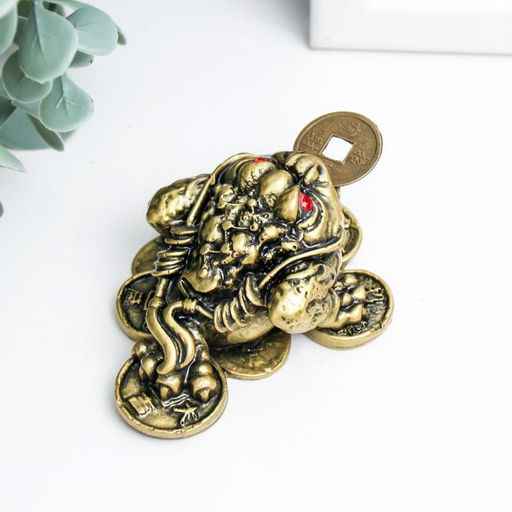 Нэцкэ фигурка «Жаба на монетах», под бронзу, 4×7×5.5 см