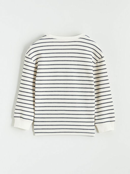 Bisiklet Yaka ?izgili Erkek ?ocuk Sweatshirt