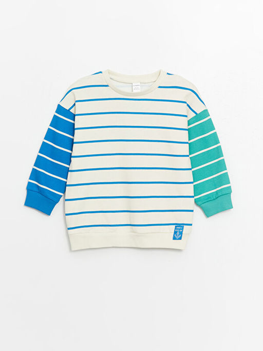 Bisiklet Yaka Uzun Kollu ?izgili Erkek Bebek Sweatshirt ve E?ofman Alt? 2li Tak?m - Waikiki фото 2