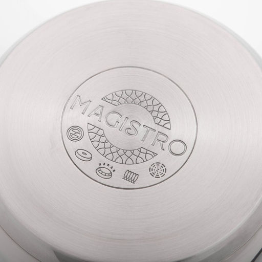 Кастрюля Magistro Tefida, 2.5 л, AISI - 201, стеклянная крышка-дуршлаг, носик для слива, капсульное дно, силиконовые ручки, нержавеющая сталь  фото 5