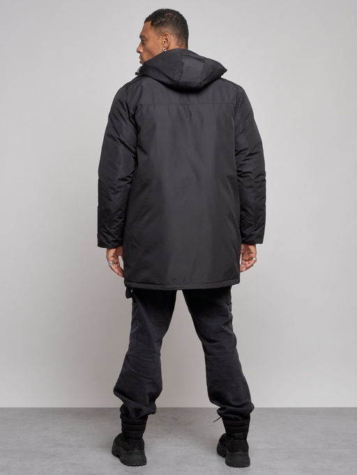 Парка мужская зимняя удлиненная молодежная черного цвета 8302Ch - Wonderrman фото 5