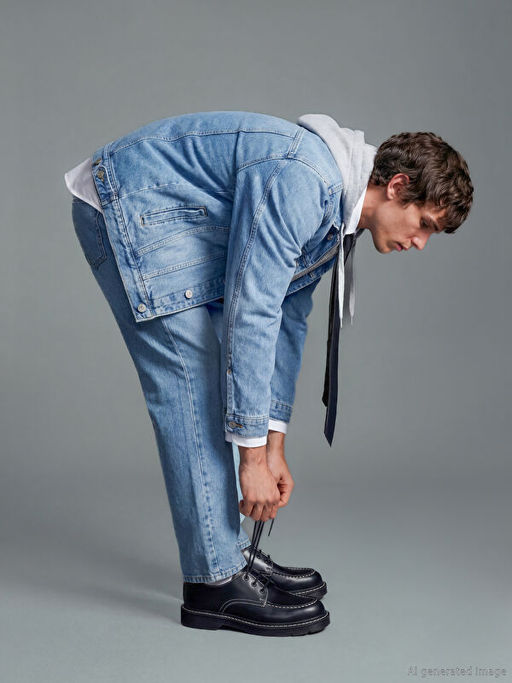 Standart Kal?p Erkek Jean Ceket