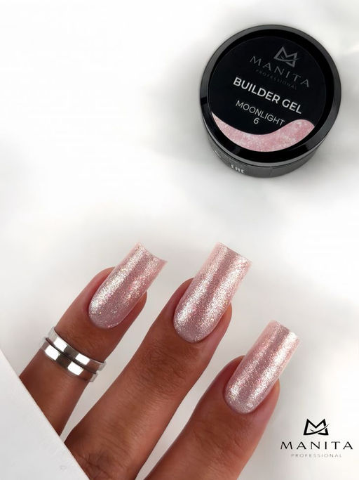 Manita Professional Гель моделирующий для ногтей с хлопьями юки / Builder Gel Moonlight №06, 15 мл