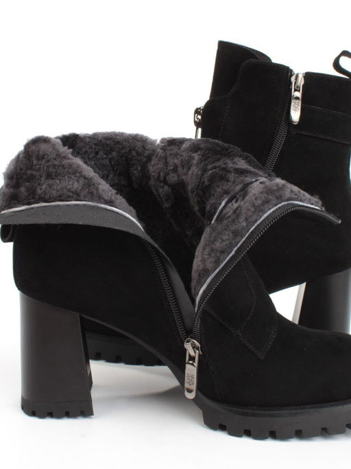04-M3-L855 BLACK Ботильоны зимние женские (натуральная замша, натуральный мех) - Фабричный китай фото 17