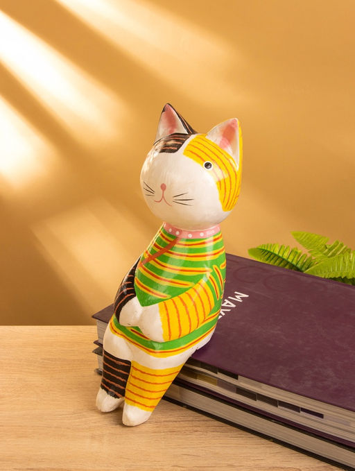 Сувенир «Кошка сидящая», 10×10×28 см, дерево, жёлтый