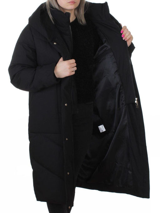 8836 BLACK Пальто зимнее женское (150 гр. холлофайбер)