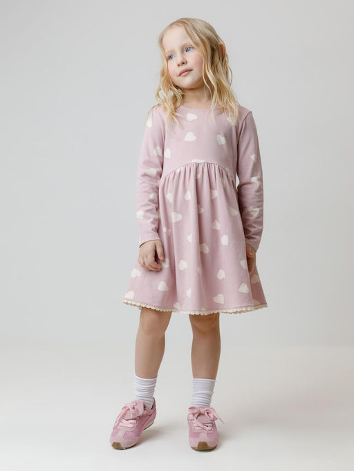 КР 5836/розовый лед,сердечки к599 платье для дев