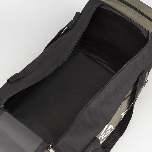 Сумка дорожная на молнии, 3 наружных кармана, длинный ремень, цвет чёрный/хаки