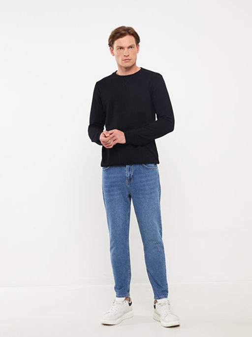 Bisiklet Yaka Uzun Kollu Erkek Sweatshirt