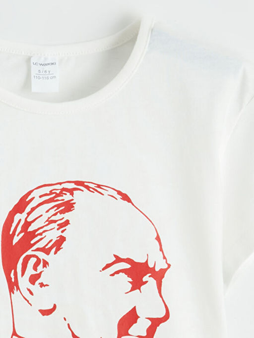 Bisiklet Yaka Atat?rk Bask?l? K?z ?ocuk Ti??rt