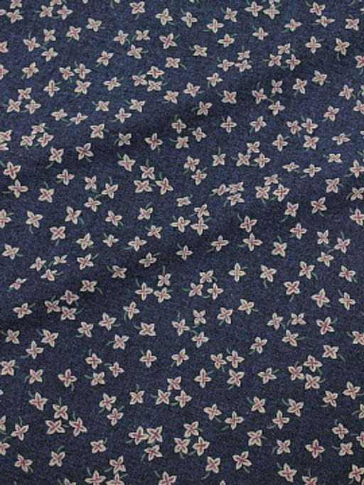 Плательный хлопок Россыпь четырехлистников на джинсово-синем меланже, ш.1.55м, хл-90%, вискоза-10%