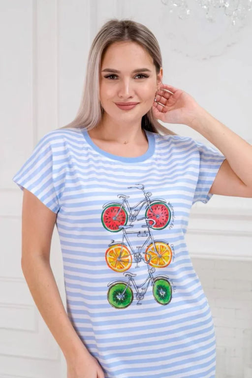 Сорочка женская со спущенным плечом Fruits&bikes голубой - Амадэль фото 5