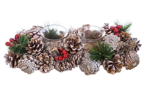 Новогоднее украшение подсвечник 33*15*8 см Зимняя вишня на 2 свечи, прямоугольный - Elan gallery фото 4