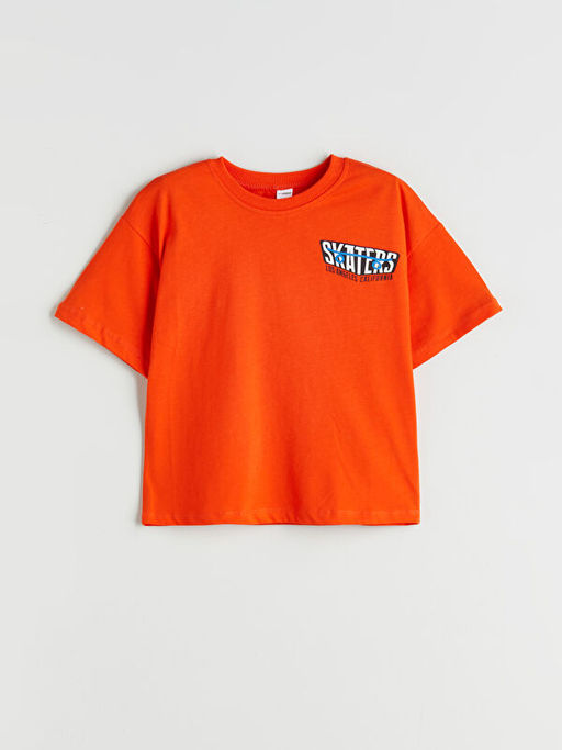 Bisiklet Yaka Bask?l? Erkek ?ocuk Ti??rt