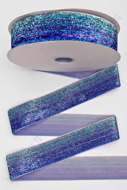 Лента с люрексом 3,8 см*20 ярд (SF-7318) мультиколор №35