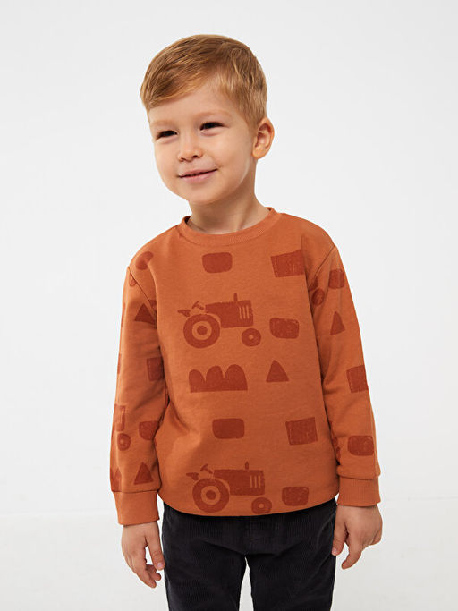 Bisiklet Yaka Uzun Kollu Bask?l? Erkek Bebek Sweatshirt - Waikiki фото 2