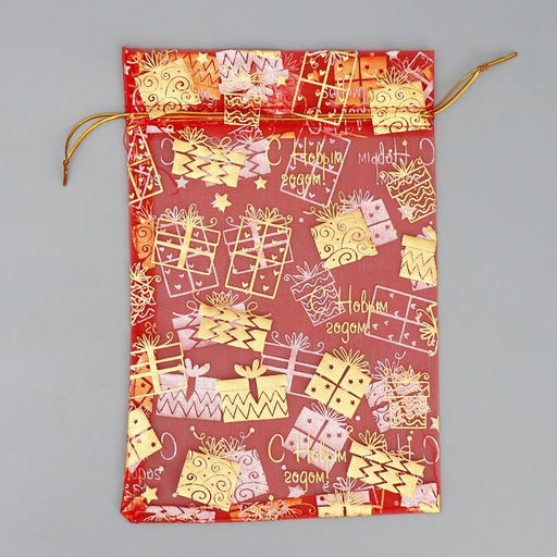 Цена за 20 шт. Мешочек подарочный органза Новогодние игрушки, 16 х 24 см +/- 1.5 см - Дарите счастье фото 5