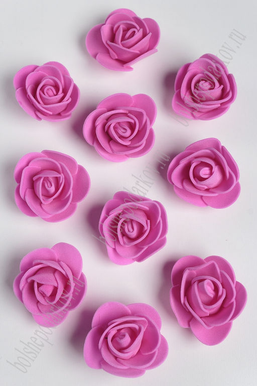 Головки цветов "Роза" мелкая 35 мм (100 шт) SF-2098, фукси №19