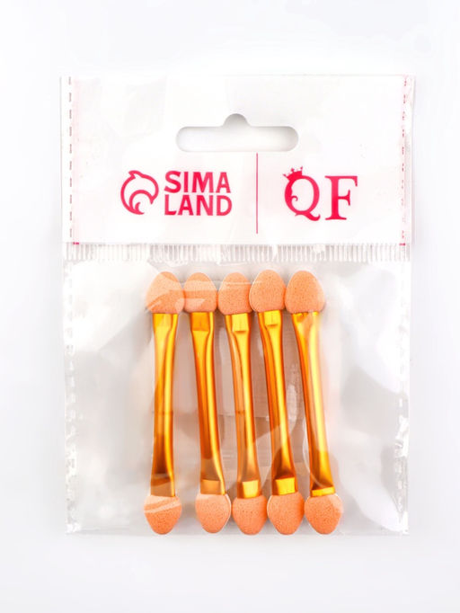 Цена за 4 шт. Набор аппликаторов для теней, двусторонние, 5 шт., 6.5 см, цвет золотистый