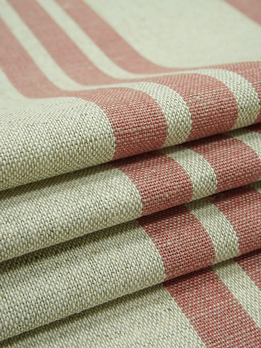 Холст-дорожка Бордовые полосы (на суровом), ш.0.5м, лен-49%, хлопок-51%, 230гр/м.кв - Купава фото 2