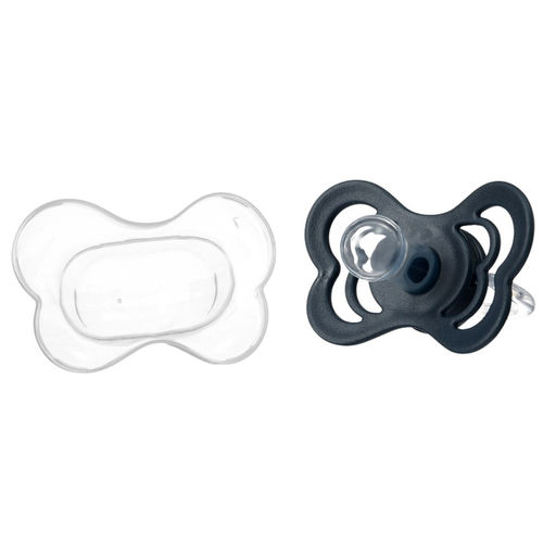 Соска - пустышка силиконовая классическая M&B, от 0 мес., с колпачком, синий