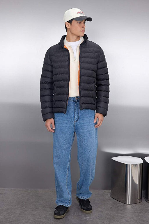 Siyah Regular Fit Dik Yaka _i_me R_zgara ve Suya Dayan_kl_ Mont TMNAW23MO00001 - Trendyolmilla фото 2