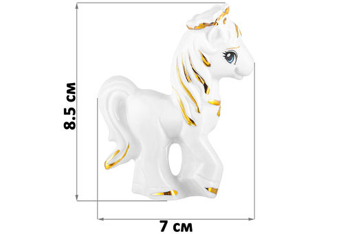 Фигурка декоративная 7*2,5*8,5 см Пони с короной белая с золотом, фарфор - Elan gallery фото 2