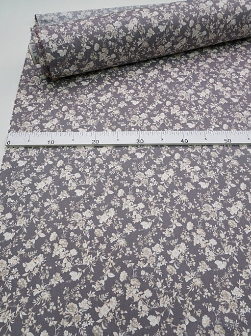 Импорт. хлопок "Летняя мелодия" цв.серый с лиловым оттенком, ш.1.5м, хлопок-100%, 100гр/м.кв