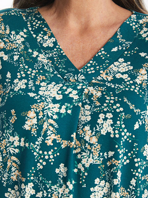 V Yaka ?i?ekli Kad?n Bluz