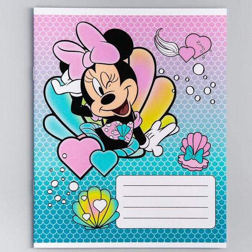 Цена за 20 шт. Тетрадь в клетку 12 листов, 5 видов МИКС, обложка мелованный картон, «Минни Маус»