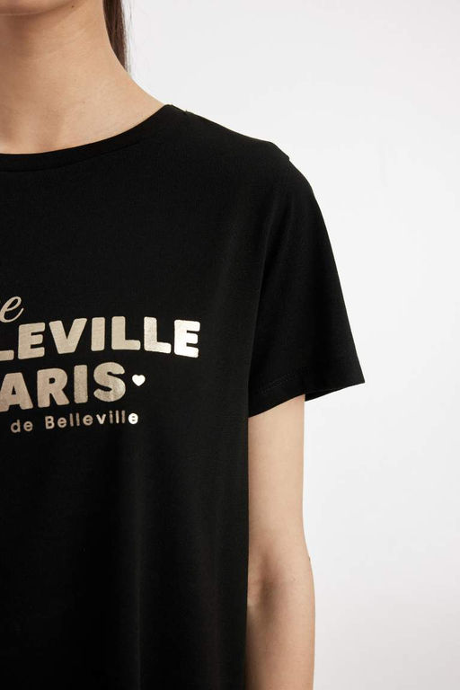 Футболка стандартного кроя с круглым вырезом и короткими рукавами с принтом - Defacto фото 4