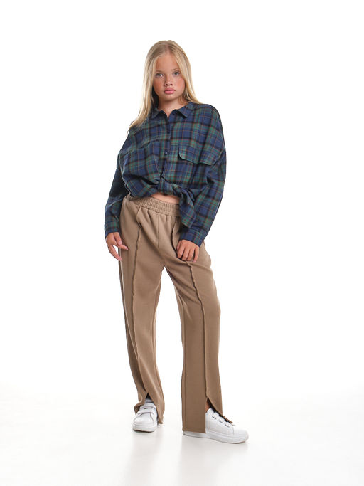 Брюки со строчкой для девочки 33-7499 хаки - Mini maxi фото 5