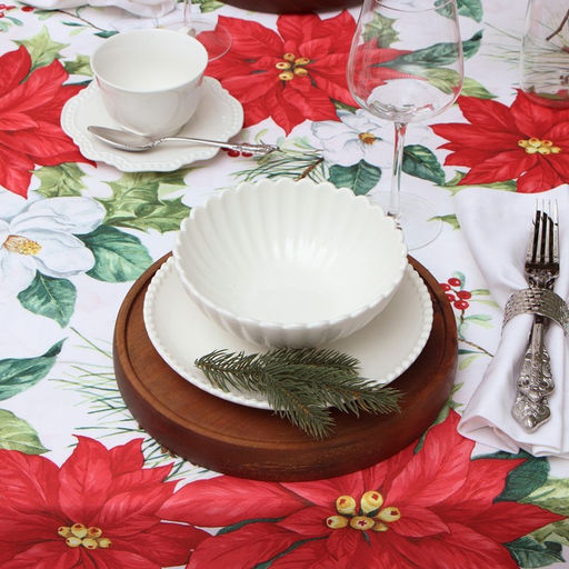 Скатерть Доляна Рождественские цветы 145*180 см, 100% п/э  фото 4