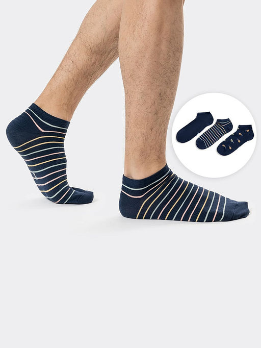 Носки мужские (3 пары) синие с разными рисунками