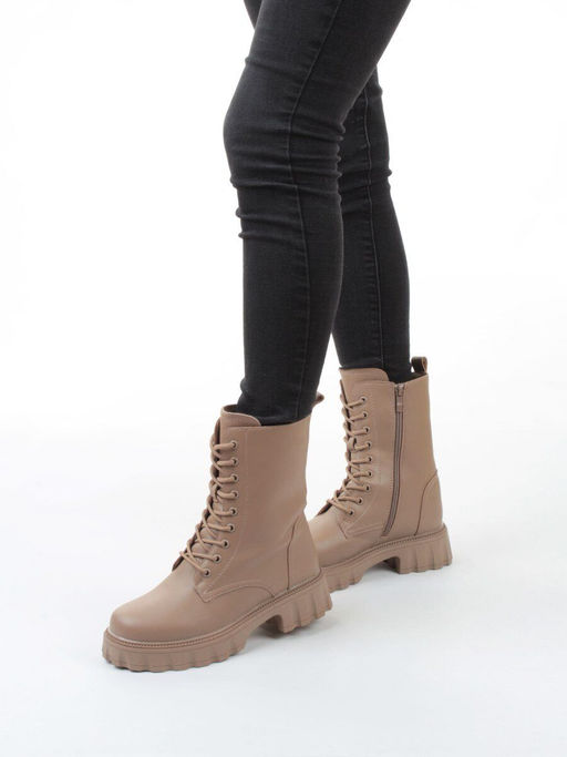 04-PAX33-2Z DK. BEIGE Ботинки зимние женские (натуральная кожа, 100% шерсть)