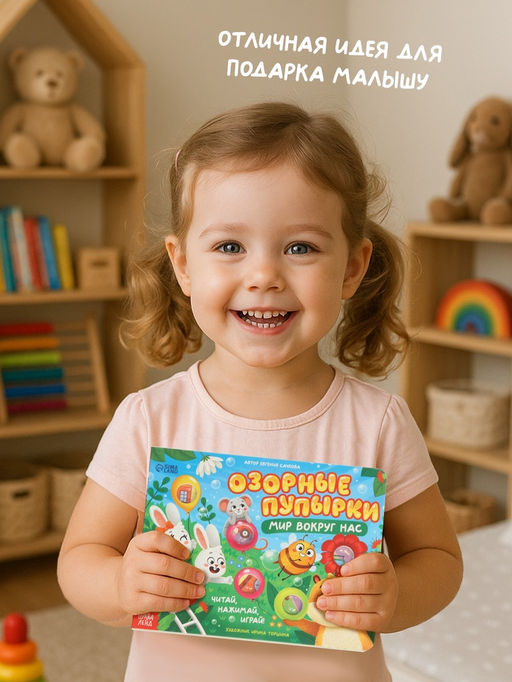 Картонная книга "Озорные пупырки. Мир вокруг нас", 12 стр.