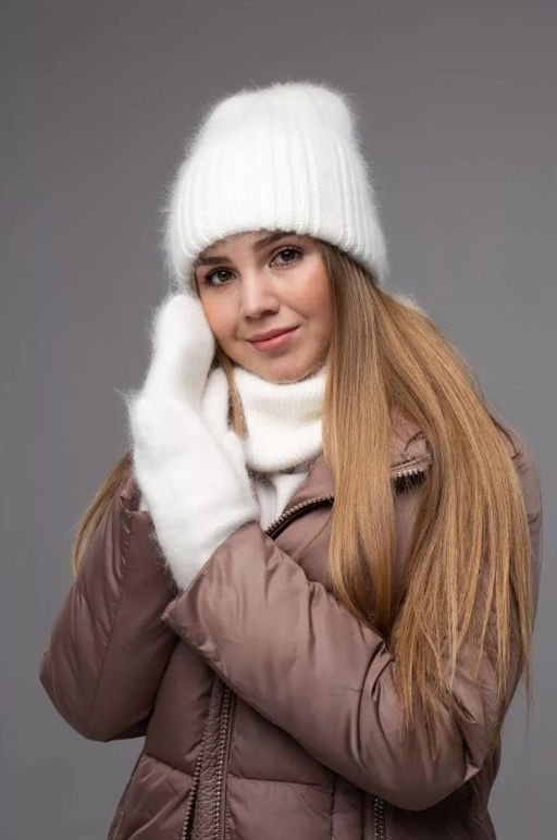 K13133 Варежки (ангора) БЕЛЫЙ